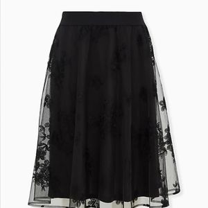 Torrid Black Mesh Midi Skirt